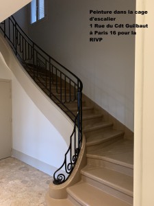 Cage d'escalier RIVP 1 Rue Cdt Guilbaut Paris 16 